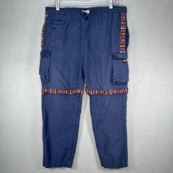 Ishka Pants Womens Size 8 Black‎ Straight Leg High Rise Boho Hippy Pockets - Picture 1 of 9